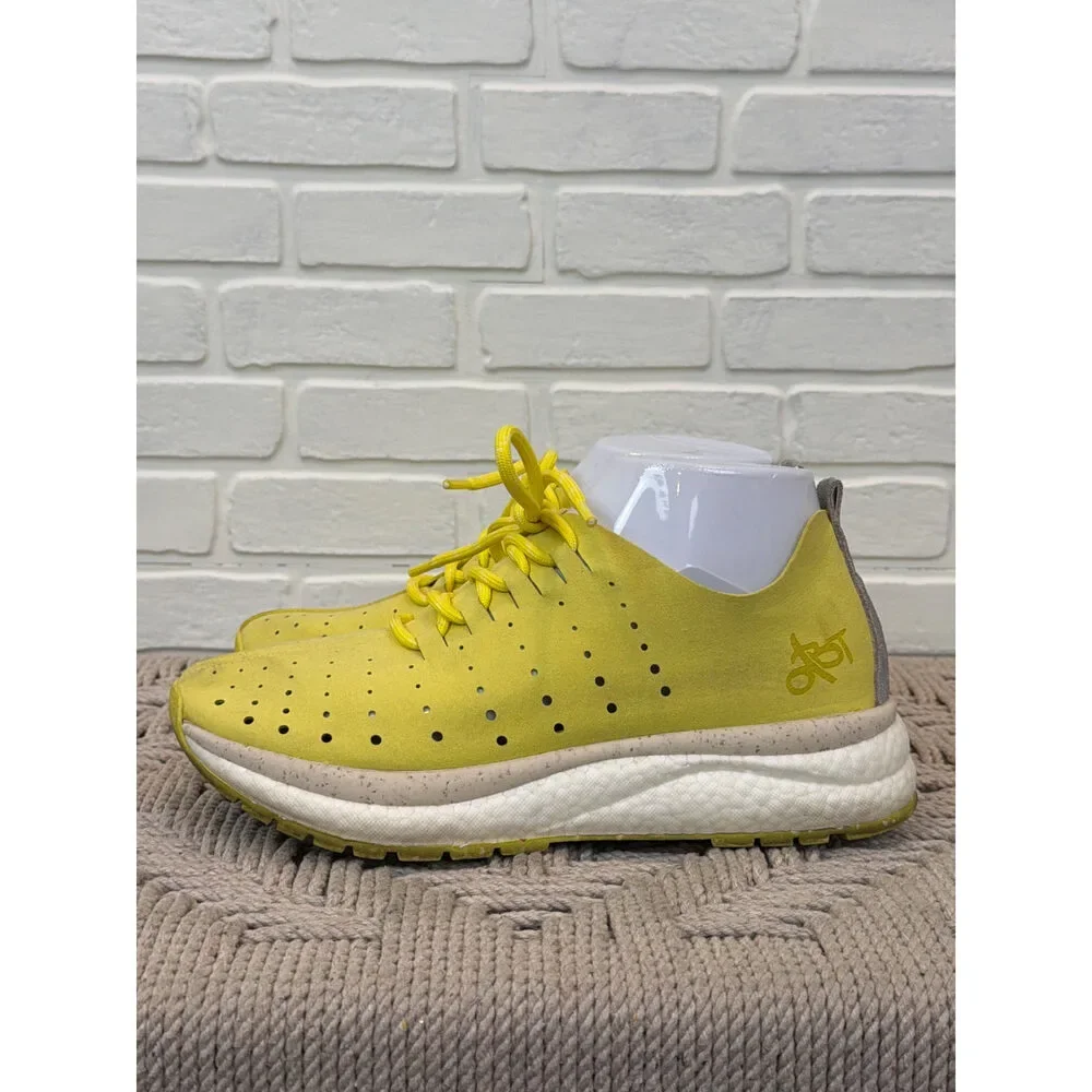 OTBT Perforated Suede Platform Sneakers Yellow Lace-Up